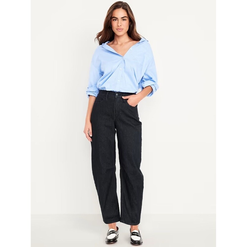 Old Navy High-Waisted Wow Barrel Ankle Baggy Jeans  |  Size:  16